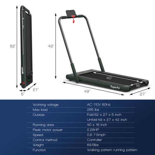 2-in-1 Folding Treadmill with Remote Control and LED Display-Green at Set Shop and Smile