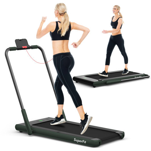 2-in-1 Folding Treadmill with Remote Control and LED Display-Green - Set Shop and Smile