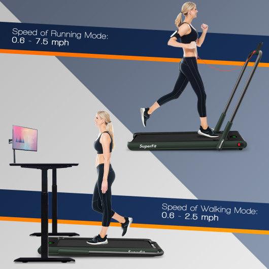 2-in-1 Folding Treadmill with Remote Control and LED Display-Green - Costway - SP37513GN - Set Shop and Smile
