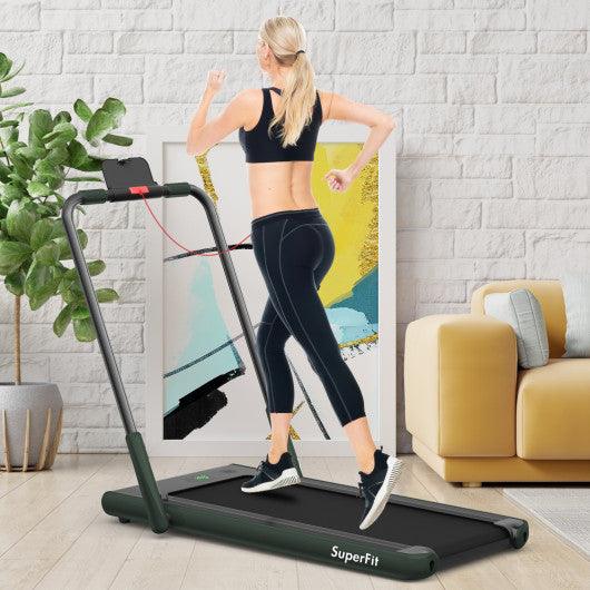 2-in-1 Folding Treadmill with Remote Control and LED Display-Green at Set Shop and Smile
