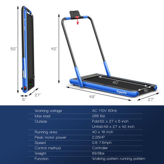 2-in-1 Folding Treadmill with Remote Control and LED Display-Blue at Set Shop and Smile