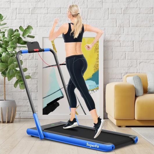 2-in-1 Folding Treadmill with Remote Control and LED Display-Blue at Set Shop and Smile