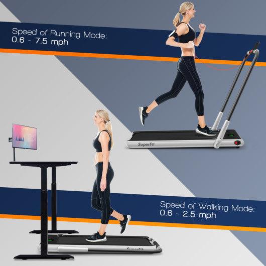2-in-1 Folding Treadmill with Remote Control and LED Display-Silver at Set Shop and Smile