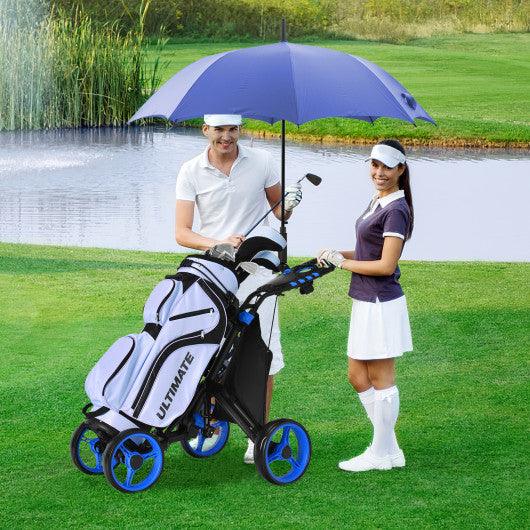 Golf Push Pull Cart with Foot Brake-Blue at Set Shop and Smile