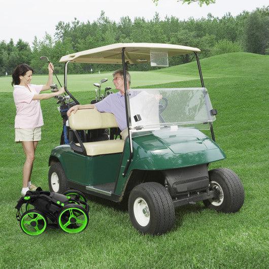 Golf Push Pull Cart with Foot Brake-Green at Set Shop and Smile