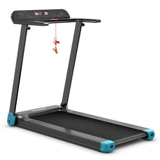 Folding Electric Compact Walking Treadmill with APP Control Speaker-Blue at Set Shop and Smile