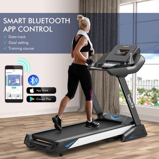 4.75 HP Treadmill with APP and Auto Incline for Home and Apartment-Black at Set Shop and Smile