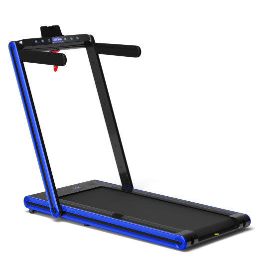 2-in-1 Folding Treadmill with Dual LED Display-Navy at Set Shop and Smile