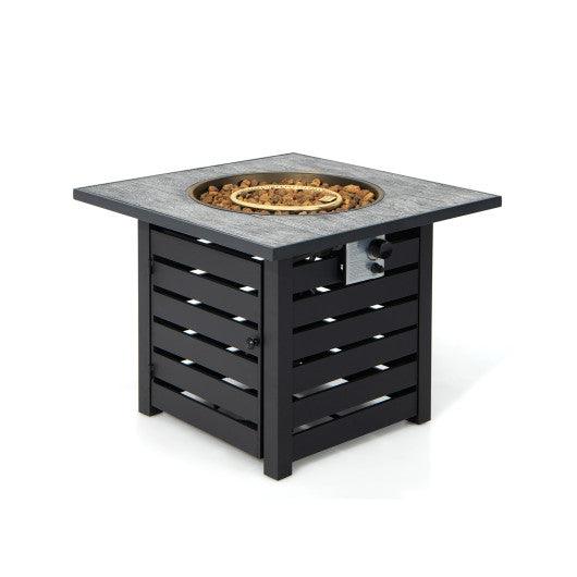 Square Propane Fire Pit Table with Lava Rocks and Rain Cover at Set Shop and Smile