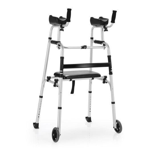 Height Adjustable Rolling Walker With Seat and Armrest Pad at Set Shop and Smile
