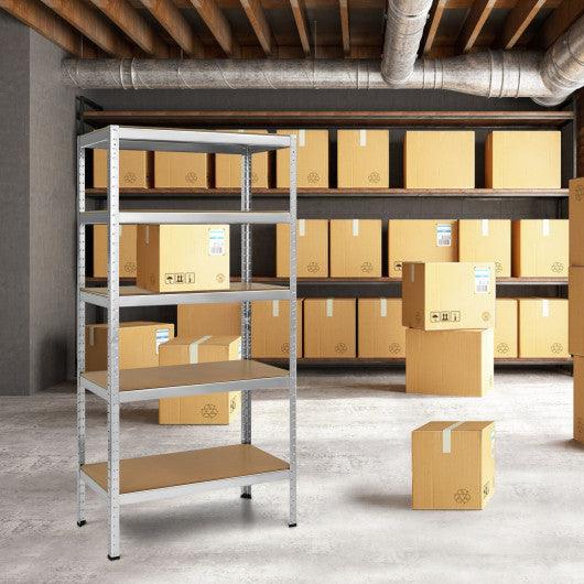 71 inch Heavy Duty Steel Adjustable 5 Level Storage Shelves-Silver at Set Shop and Smile