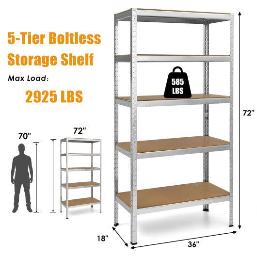 71 inch Heavy Duty Steel Adjustable 5 Level Storage Shelves-Silver at Set Shop and Smile