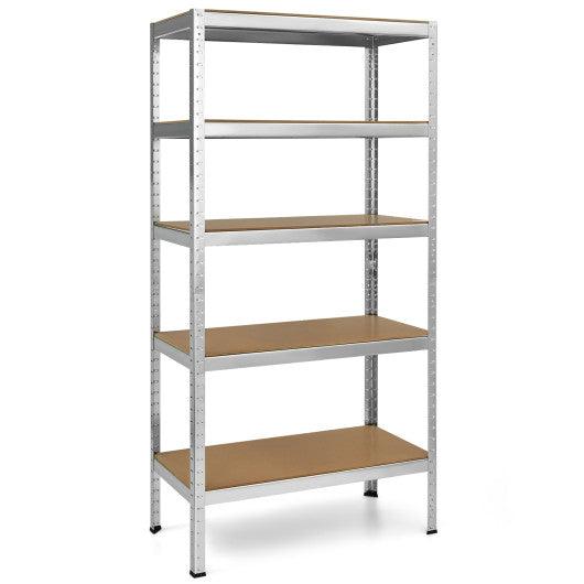 71 inch Heavy Duty Steel Adjustable 5 Level Storage Shelves-Silver at Set Shop and Smile