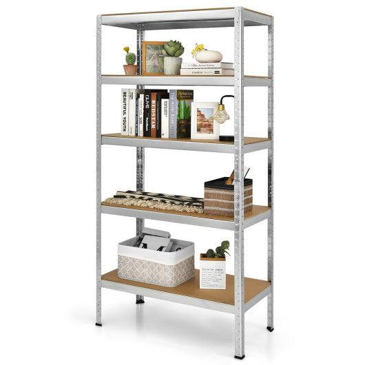 71 inch Heavy Duty Steel Adjustable 5 Level Storage Shelves-Silver at Set Shop and Smile