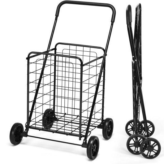 Portable Folding Shopping Cart Utility for Grocery Laundry-Black at Set Shop and Smile