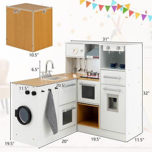 2-Pieces Wooden Kids Kitchen Playset with Light and Sound at Set Shop and Smile
