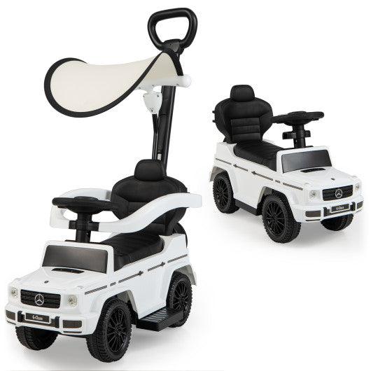 3-In-1 Ride on Push Car Mercedes Benz G350 Stroller Sliding Car with Canopy-White at Set Shop and Smile