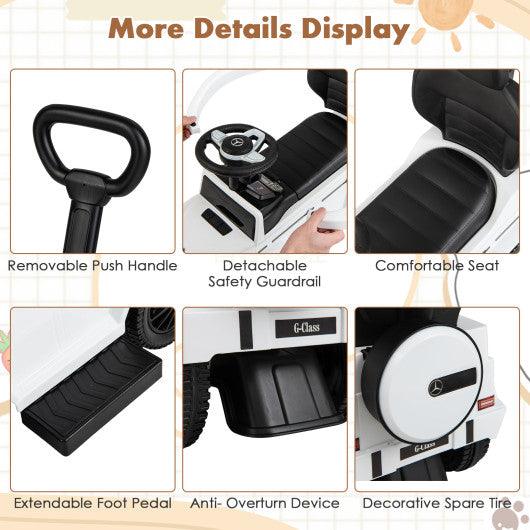 3-In-1 Ride on Push Car Mercedes Benz G350 Stroller Sliding Car with Canopy-White at Set Shop and Smile