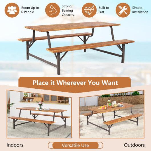 6-Person Outdoor Picnic Table and Bench Set with 2 Inch Umbrella Hole at Set Shop and Smile