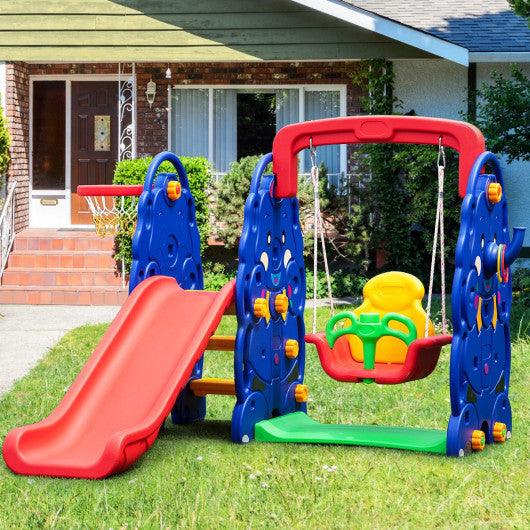 3-in-1 Junior Children Freestanding Design Climber Slide Swing Seat Basketball Hoop at Set Shop and Smile
