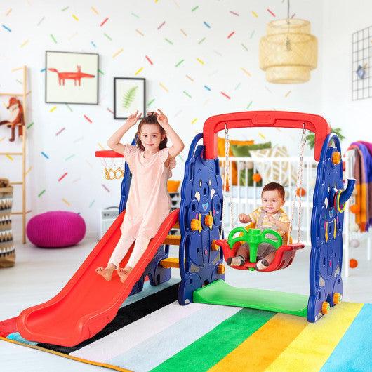 3-in-1 Junior Children Freestanding Design Climber Slide Swing Seat Basketball Hoop at Set Shop and Smile