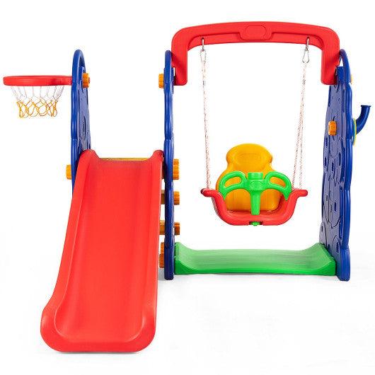 3-in-1 Junior Children Freestanding Design Climber Slide Swing Seat Basketball Hoop at Set Shop and Smile