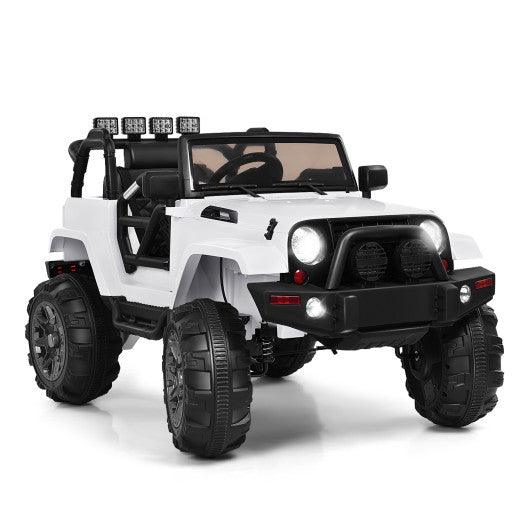 12V Kids Remote Control Riding Truck Car with LED Lights-White at Set Shop and Smile