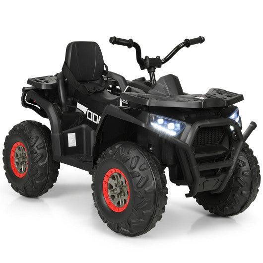 12 V Kids Electric 4-Wheeler ATV Quad with MP3 and LED Lights-Black at Set Shop and Smile