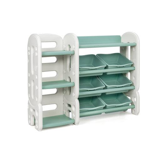 Kids Toy Storage Organizer with Bins and Multi-Layer Shelf for Bedroom Playroom -Green at Set Shop and Smile