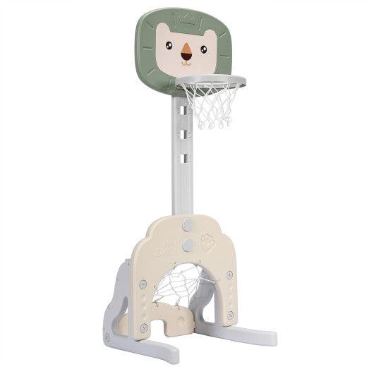 3-in-1 Adjustable Kids Basketball Hoop Sports Set-Green at Set Shop and Smile