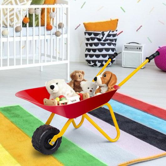 Outdoor Garden Backyard Play Toy Kids Metal Wheelbarrow-Red at Set Shop and Smile