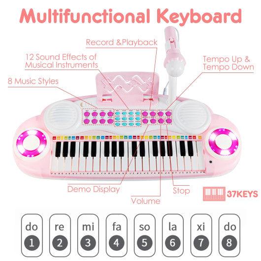 37-key Kids Electronic Piano Keyboard Playset-Pink at Set Shop and Smile