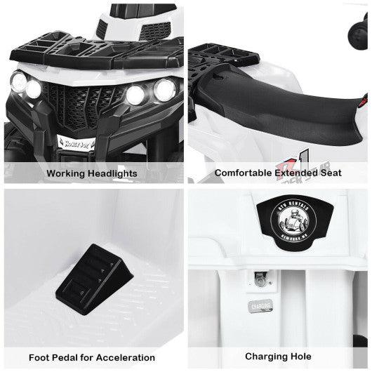 6V Battery Powered Kids Electric Ride on ATV-White at Set Shop and Smile