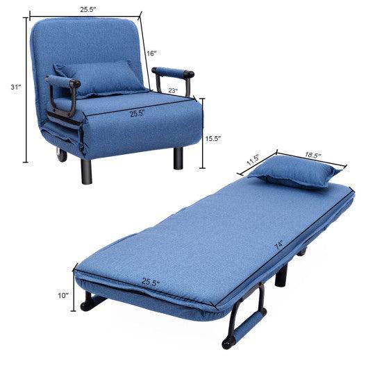 Convertible Folding Leisure Recliner Sofa Bed-Blue at Set Shop and Smile