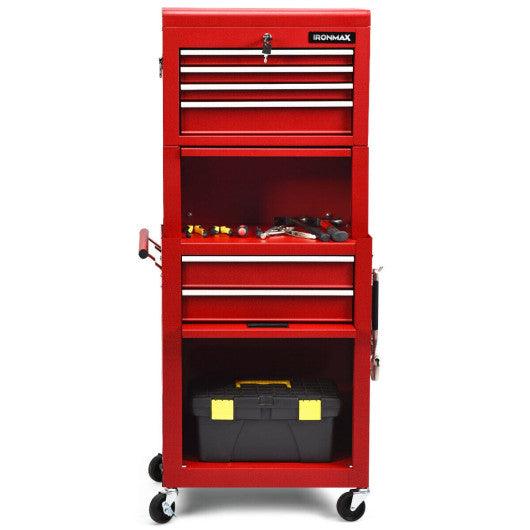 6-Drawer Tool Chest with Heightening Cabinet-Red at Set Shop and Smile