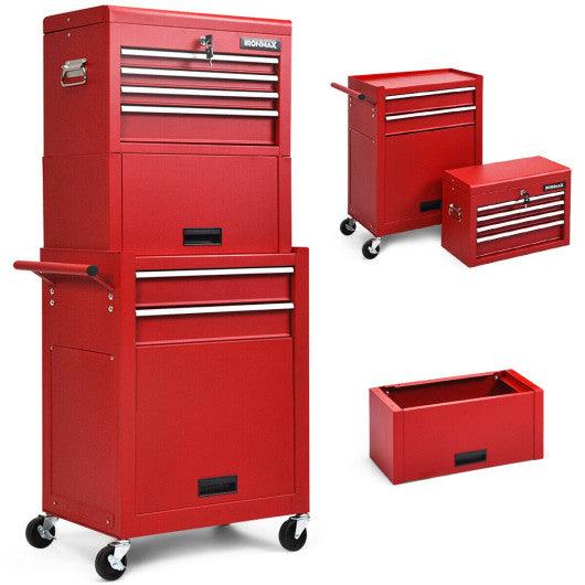 6-Drawer Tool Chest with Heightening Cabinet-Red at Set Shop and Smile