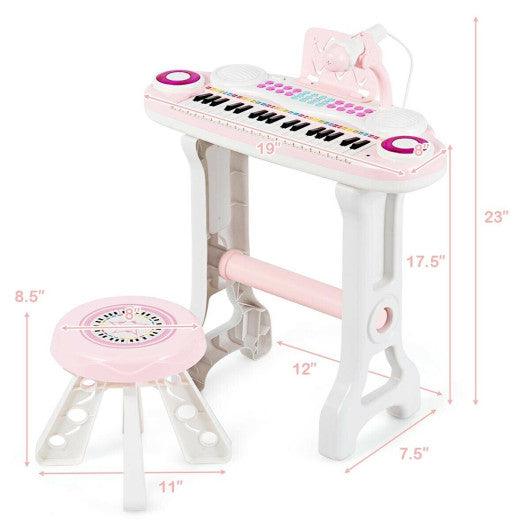 37-key Kids Electronic Piano Keyboard Playset-Pink at Set Shop and Smile