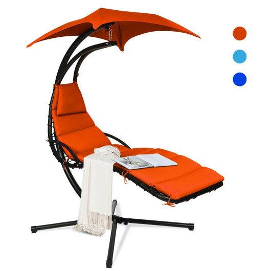 Hanging Stand Chaise Lounger Swing Chair with Pillow-Orange at Set Shop and Smile
