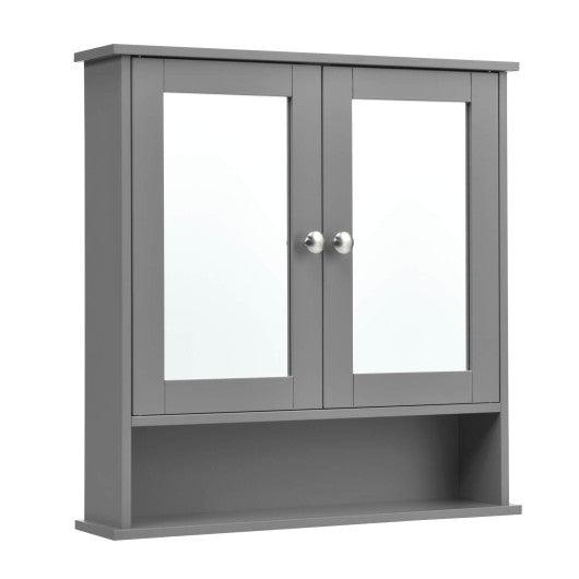 Bathroom Wall Mount Mirror Cabinet Organizer-Gray at Set Shop and Smile
