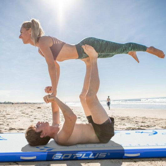 10 Feet Inflatable Gymnastic Tumbling Mat with Electric Pump-Blue at Set Shop and Smile