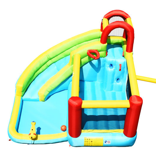 6-in-1 Inflatable Bounce House with Climbing Wall and Basketball Hoop without Blower - Set Shop and Smile