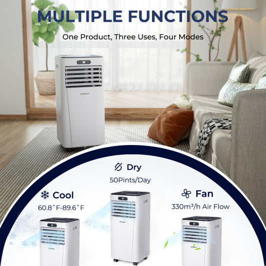 10000 BTU 4-in-1 Portable Air Conditioner with Dehumidifier and Fan Mode-Dark Blue - Set Shop and Smile
