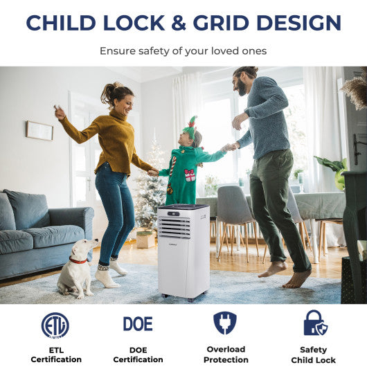 10000 BTU 4-in-1 Portable Air Conditioner with Dehumidifier and Fan Mode-Dark Blue - Set Shop and Smile