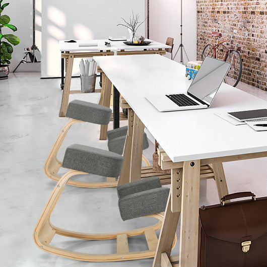 Ergonomic Kneeling Chair Rocking Office Desk Stool Upright Posture-Black - Set Shop and Smile