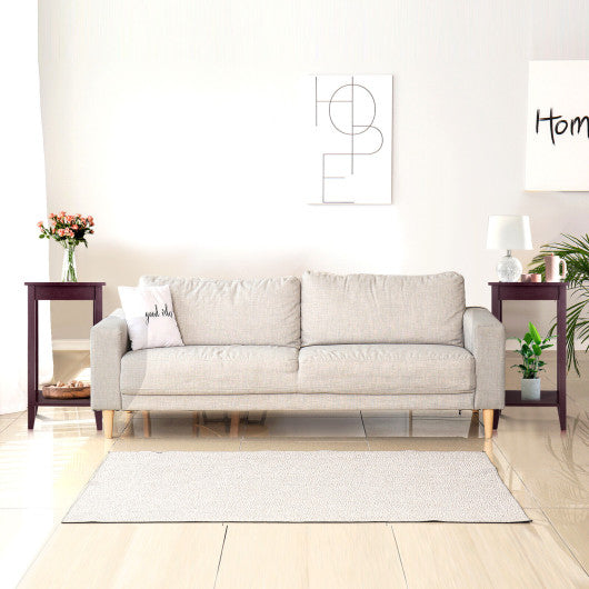 2-Tier Nightstand End Side Wooden Legs Table for Bedroom-Black - Set Shop and Smile