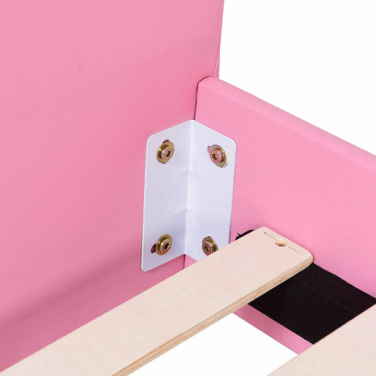 Twin Size Upholstered Platform Toddler Bed with Wood Slat Support - Set Shop and Smile