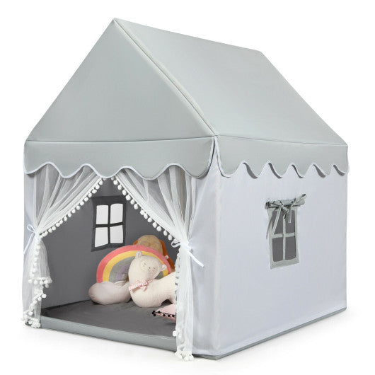 Kids Large Play Castle Fairy Tent with Mat-Beige - Set Shop and Smile