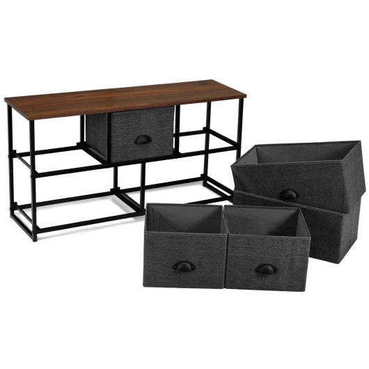 Wood Dresser Storage Unit Side Table Display Organizer-Black - Set Shop and Smile
