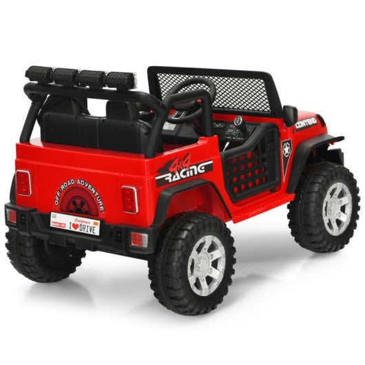 12V Kids Remote Control Electric  Ride On Truck Car with Lights and Music -Red - Set Shop and Smile
