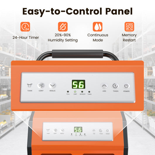 Portable Commercial Dehumidifier with Water Tank and Drainage Pipe-Gray